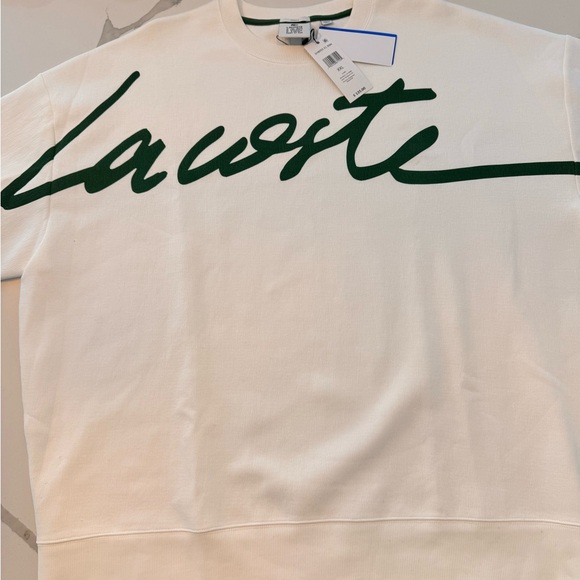 Lacoste Crewneck Sweater in White and Green - Picture 2 of 3